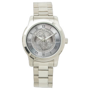 Reloj De Pulsera Eagle conmemorativo del dólar plateado ~