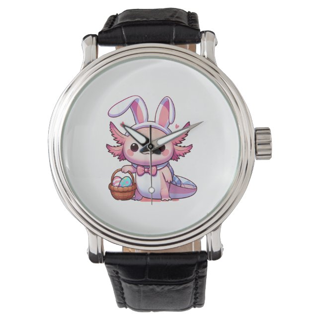 Reloj De Pulsera Easter Axolotl Bunny Ears Eggs T-Shirt (Anverso)