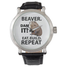 Reloj De Pulsera Eat Build Repeat Funny Beaver Animal
