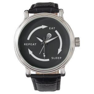 Reloj De Pulsera Eat Sleep Repeat Lacrosse Sports Fan Saying