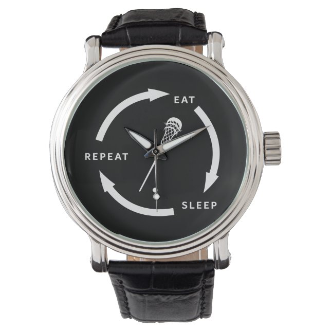 Reloj De Pulsera Eat Sleep Repeat Lacrosse Sports Fan Saying (Anverso)