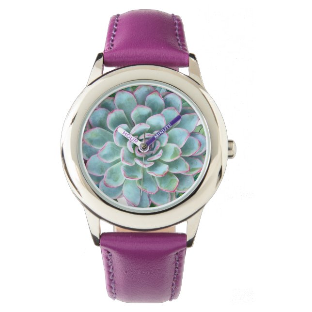 Reloj De Pulsera Echeveria exitosa turquesa (Anverso)