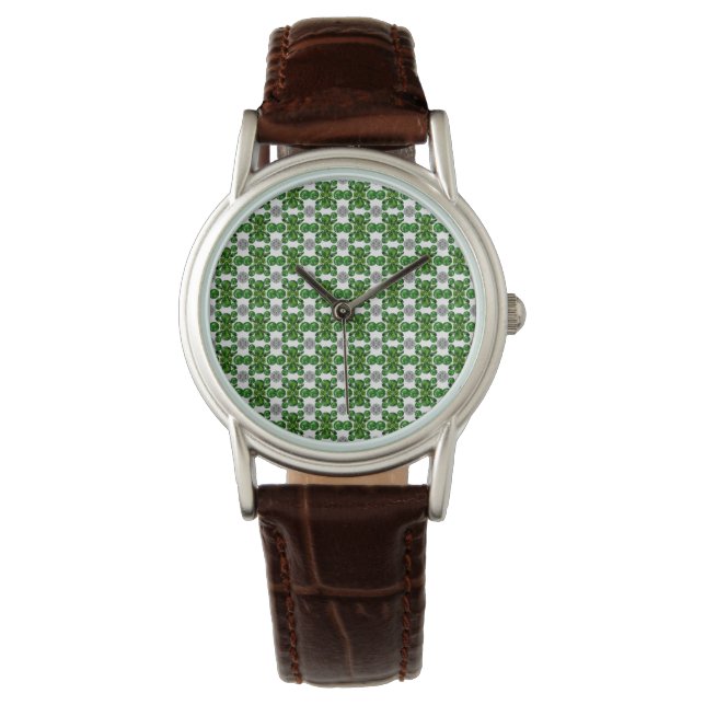 Reloj De Pulsera Ecologista de Gemstone Diamante Esmeralda Verde (Anverso)