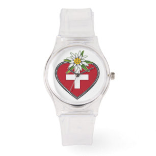 Reloj De Pulsera Edelweiss Heart Swiss Flag Watch