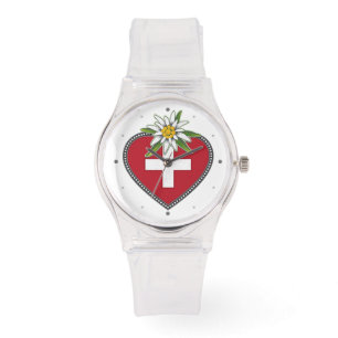 Reloj De Pulsera Edelweiss Heart Swiss Flag Watch