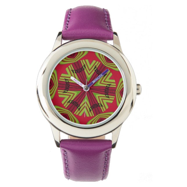 Reloj De Pulsera Edgy Kaleidoscope Lovely Blend of Purple Watch (Anverso)