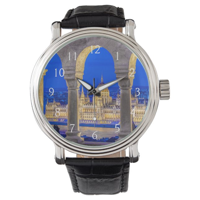 Reloj De Pulsera Edificio del Parlamento húngaro al anochecer (Anverso)