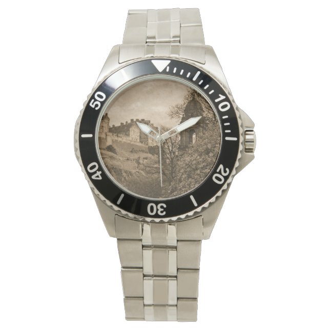 Reloj De Pulsera Edinburgh Castle Sepia Photograph (Anverso)
