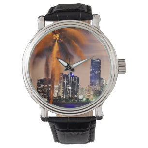 Reloj De Pulsera EE.UU., Florida, Miami skyline al atardecer