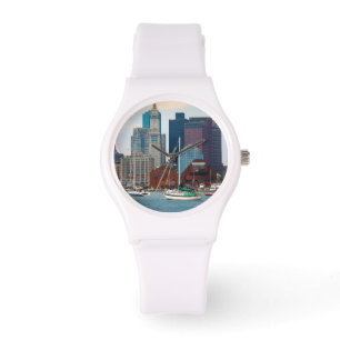Reloj De Pulsera EE. UU., Massachusetts. Silueta del paseo marítimo