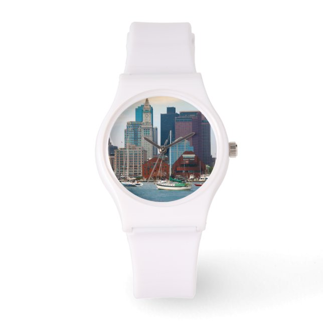 Reloj De Pulsera EE. UU., Massachusetts. Silueta del paseo marítimo (Anverso)