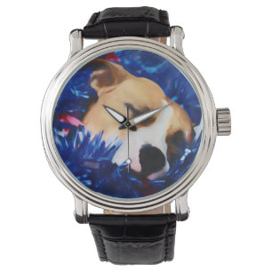 Reloj De Pulsera EE.UU. Patriótico Dog American Pit Bull Terrier