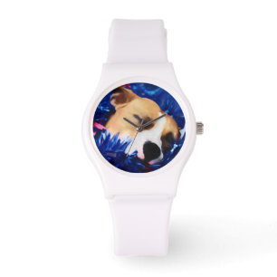 Reloj De Pulsera EE.UU. Patriótico Dog American Pit Bull Terrier