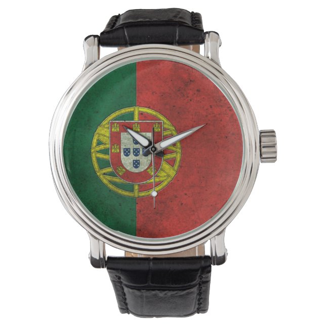 Reloj De Pulsera Efecto de acero de edad avanzada de la bandera por (Anverso)