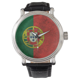 Reloj De Pulsera Efecto de acero envejecido bandera portuguesa