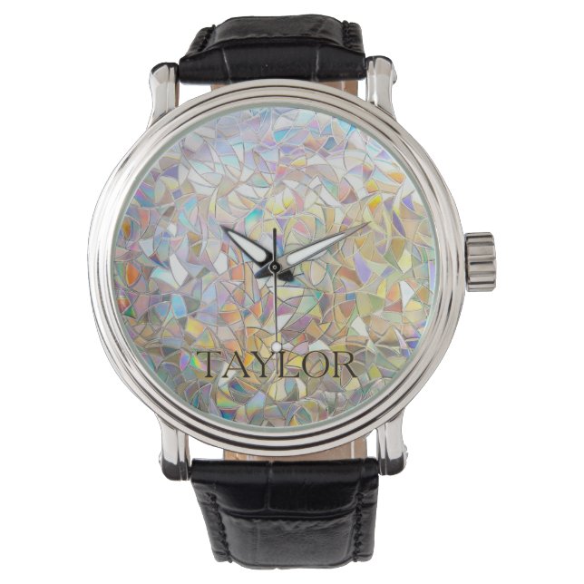 Reloj De Pulsera Efecto de vidrio emplomado prismático - Arcoíris p (Anverso)