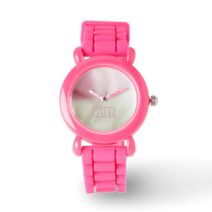 Reloj De Pulsera Efecto tejido rosado y satinado con sus iniciales