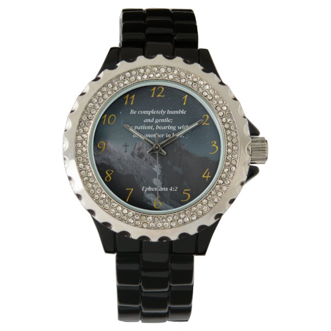 Reloj De Pulsera Efesios 4:2 Oración de fe cristiana (Anverso)
