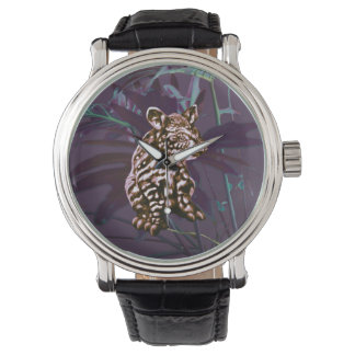 Reloj De Pulsera Eggplant tapir floral