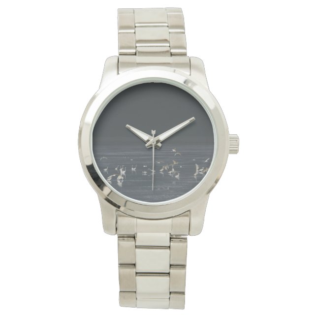 Reloj De Pulsera Egrets En El Océano Azul Medianoche (Anverso)