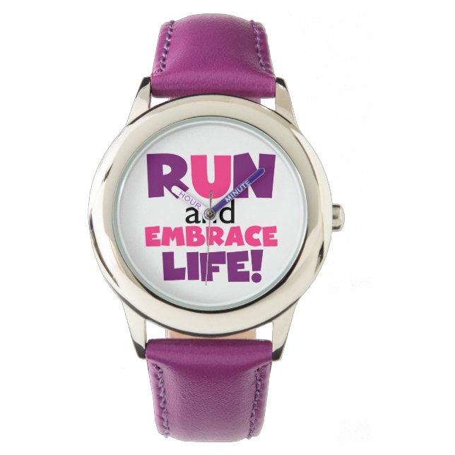 Reloj De Pulsera Ejecutar Embrace Life Purple Pink (Anverso)