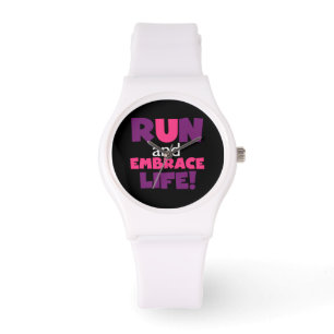 Reloj De Pulsera Ejecutar Embrace Life Purple Pink