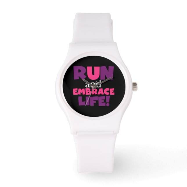 Reloj De Pulsera Ejecutar Embrace Life Purple Pink (Anverso)