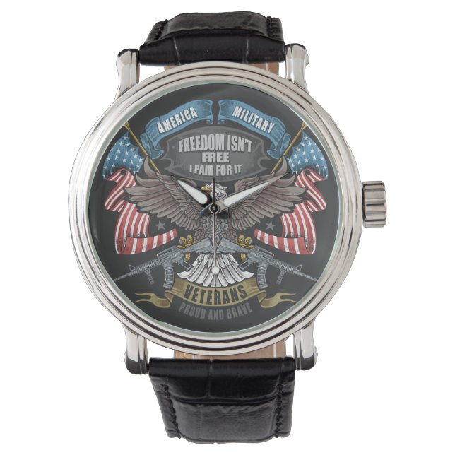 Reloj De Pulsera Ejército americano con bandera y águila (Anverso)