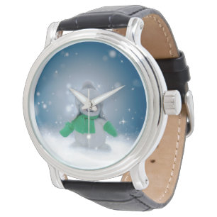 Reloj De Pulsera El adorable personaje de muñeco de nieve de Navida