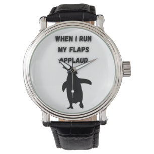 Reloj De Pulsera el aleteo del pingüino aplaude inapropiado vergonz