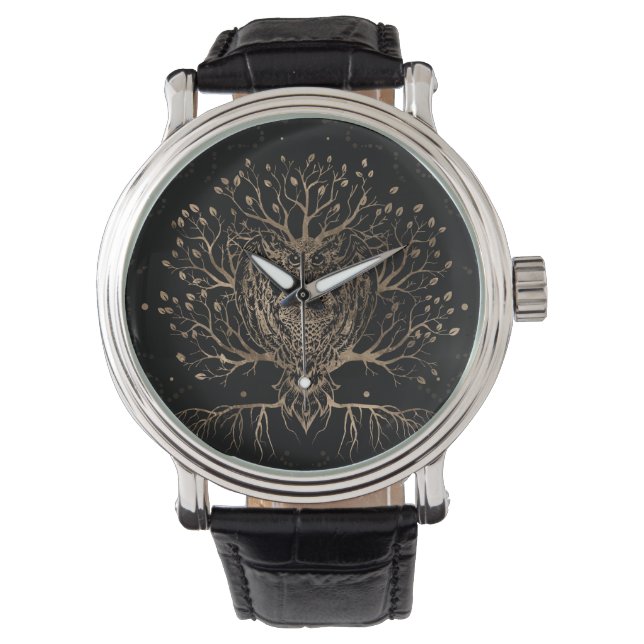 Reloj De Pulsera El árbol de búho dorado (Anverso)