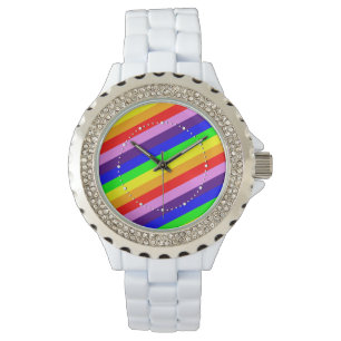 Reloj De Pulsera El arco iris raya elegante elegante colorido