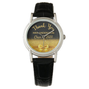 Reloj De Pulsera El arco oro negro de Teatcher gracias clase