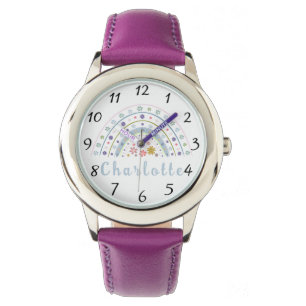 Reloj De Pulsera El arcoiris del Boho floral con nombre personaliza