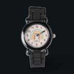 Reloj De Pulsera El arcoiris rosado curado y de moda en los chicas<br><div class="desc">Este reloj de pulsera de niños adorable y de niñas cuenta con un moderno ilustracion arco iris en un fondo rosado. Esta moda y diseño elegante también le ofrece un lugar para añadir el nombre de su chica en un sencillo tipo de letra minimalista. Con números claros y fácilmente legibles,...</div>