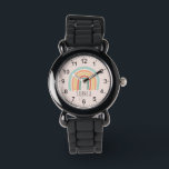 Reloj De Pulsera El arcoiris rosado curado y de moda en los chicas<br><div class="desc">Este reloj de pulsera de niños adorable y de niñas cuenta con un moderno ilustracion arco iris en un fondo rosado. Esta moda y diseño elegante también le ofrece un lugar para añadir el nombre de su chica en un sencillo tipo de letra minimalista. Con números claros y fácilmente legibles,...</div>