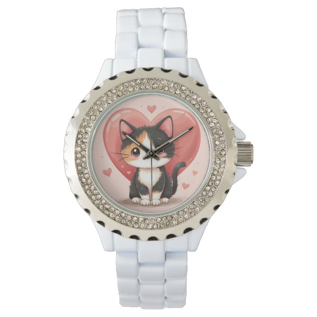 Reloj De Pulsera El arte de Kawaii Valentine es un buen gato de Cal (Anverso)