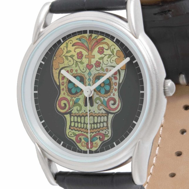 Reloj De Pulsera El arte del cráneo del azúcar en una (Subido por el creador)