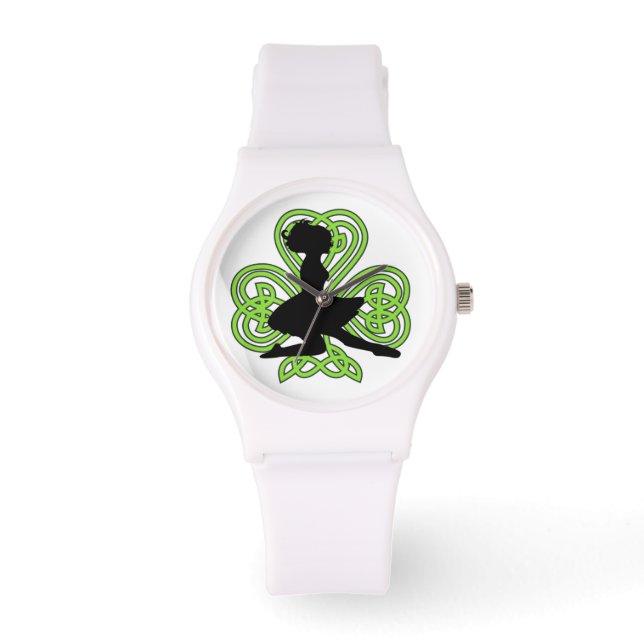 Reloj De Pulsera El baile irlandés Shamrock Celtic Knot Watch (Anverso)