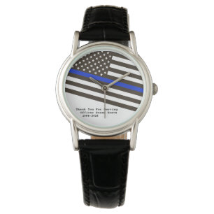 Reloj De Pulsera El *~* Blue Line fino señala al oficial de polic