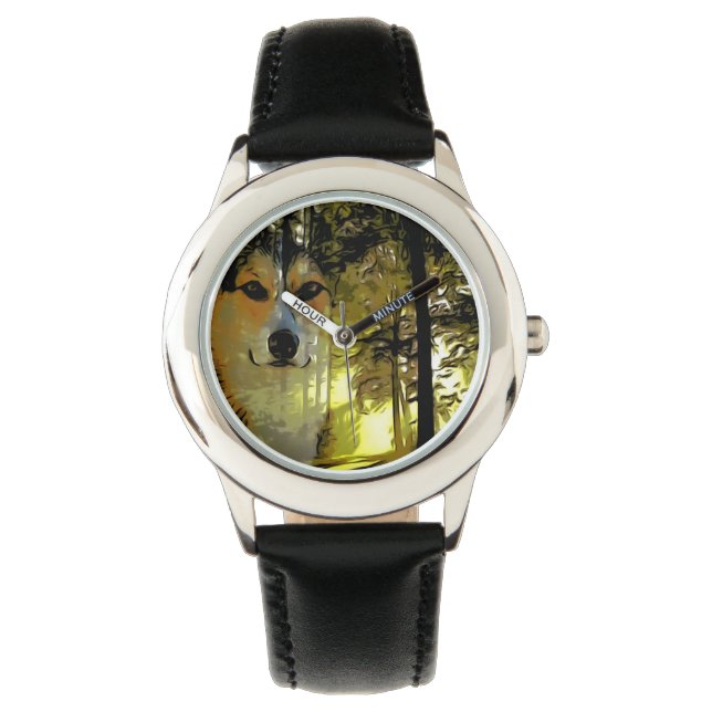 Reloj De Pulsera El bonito Corgi en los bosques (Anverso)