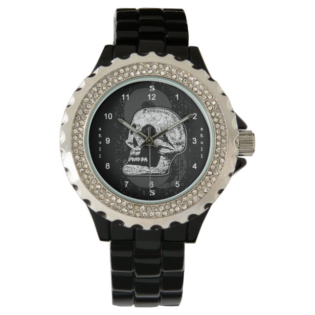 Reloj De Pulsera El Calavero - Blanco Y Negro (Anverso)