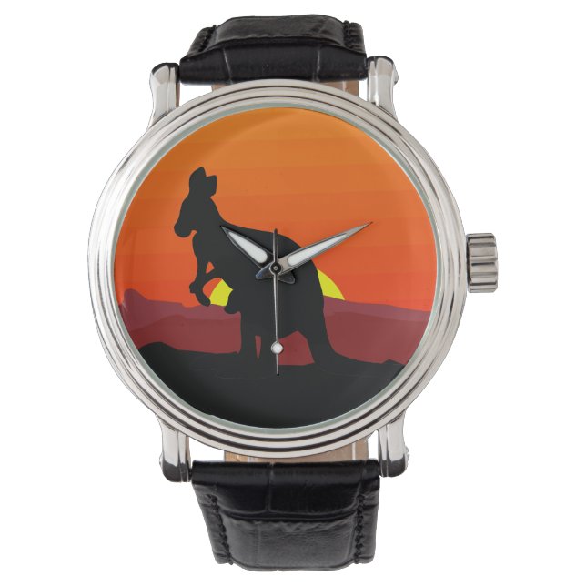 Reloj De Pulsera El canguro australiano al atardecer (Anverso)