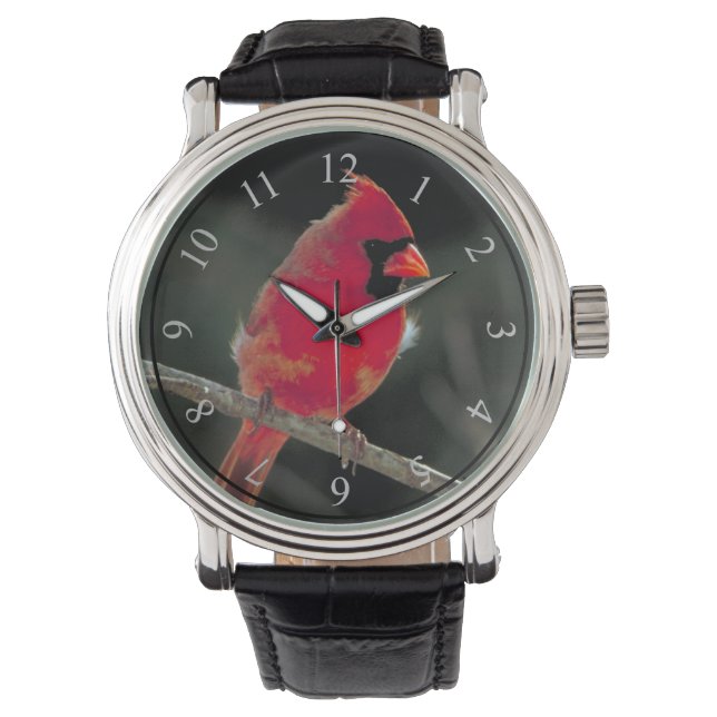 Reloj De Pulsera El cardenal rojo encaramado en una rama de árbol (Anverso)