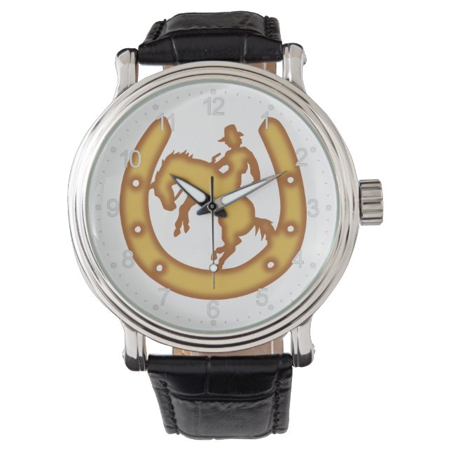 Reloj De Pulsera El cartel con un vaquero y herraduras (Anverso)