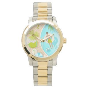 Reloj De Pulsera El chico de la piscina en vacaciones de playa de v