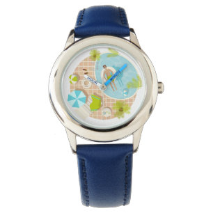 Reloj De Pulsera El chico de la piscina en vacaciones de playa de v