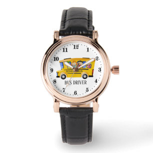 Reloj De Pulsera el chofer de bus de escuela lindo agrega texto