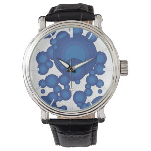 Reloj De Pulsera El círculo de estilo del año 70 azul