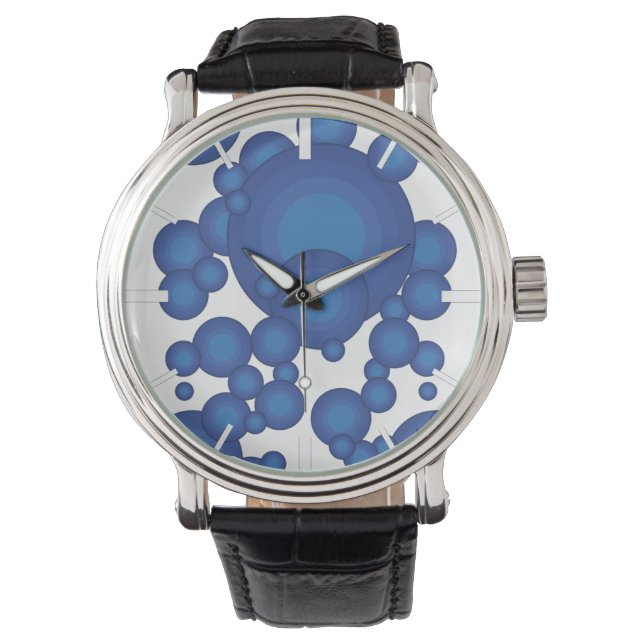 Reloj De Pulsera El círculo de estilo del año 70 azul (Anverso)